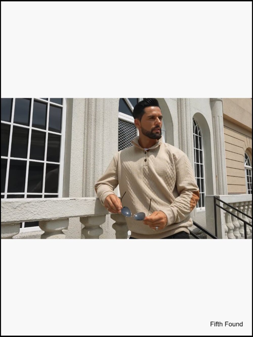 Crewneck Button Sweatshirt Long Sleeve Pullover Casual Quarter Button Top - Picture 7 of 7